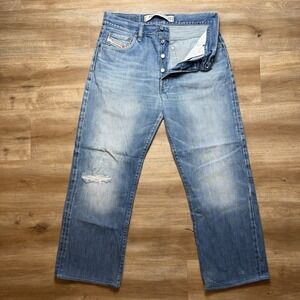 Vintage Diesel Kratt Jeans Men 32x27 Blue Relaxed Straight Distressed Made Italy